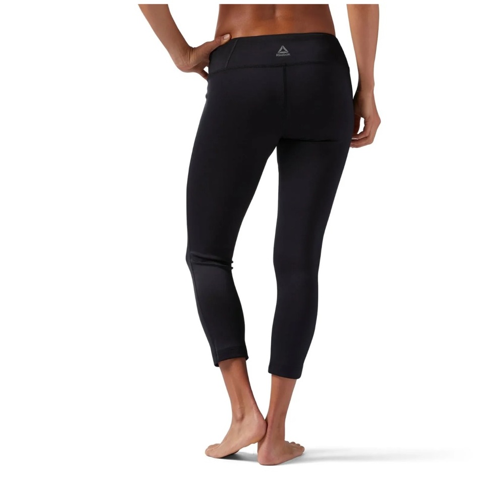 Reebok Women's WORKOUT READY 7/8 Leggings Black Tights Speed Wick